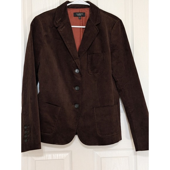 Talbots Women's Brown Corduroy Blazer Jacket Size 10 Classic Single Breasted - Picture 11 of 11